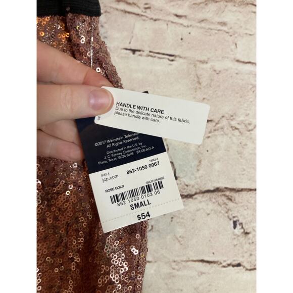 Project Runway Pants Womens Small All Over Sequins Blush Pink Pull On Stretch - Picture 7 of 15